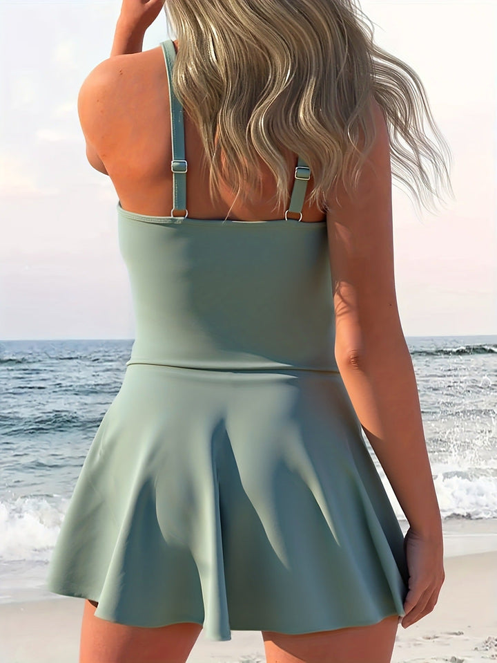 Damen Sportlicher Tankini mit Wickelrock Drune