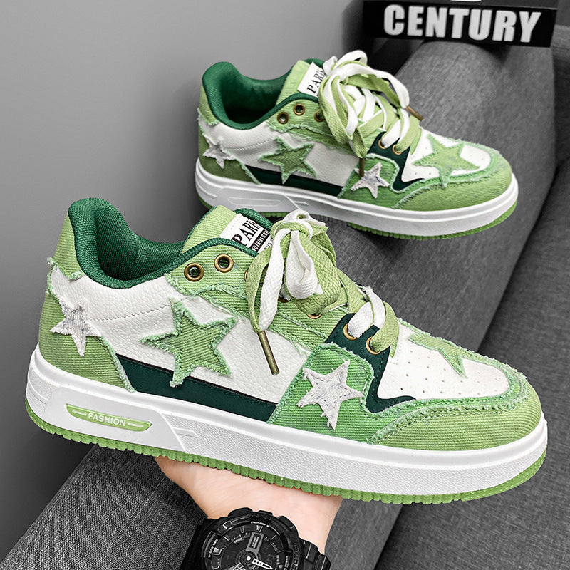 Unisex modische Plateausneaker mit Sternapplikationen, gepolstertem Einstieg und griffiger Profilsohle Drune