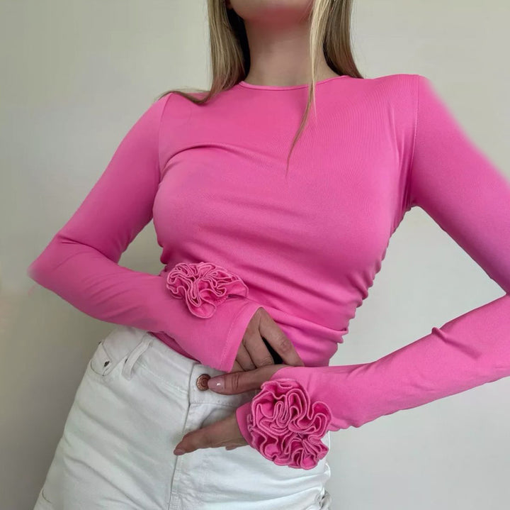 Damen Langarmshirt mit Rüschendetails Drune