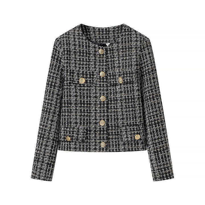 Damen Tweed-Jacke mit goldenen Knöpfen Drune