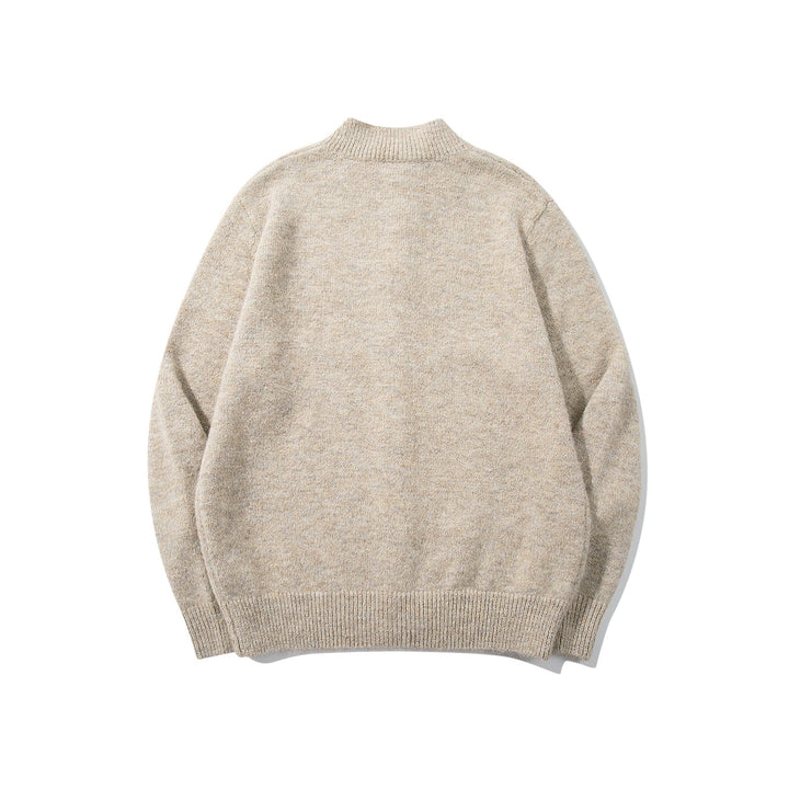 Unisex Grobgestrickte Bouclé-Cardigan mit Stehkragen und Knopfleiste Drune