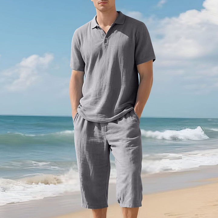 Herren nan leichtes Polo- und Bermuda-Set aus seidigem Baumwolljersey Drune