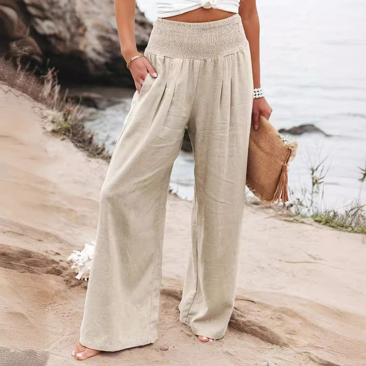 Damen Weite Sommerhose mit elastischem Bund und lockerem Schnitt Drune