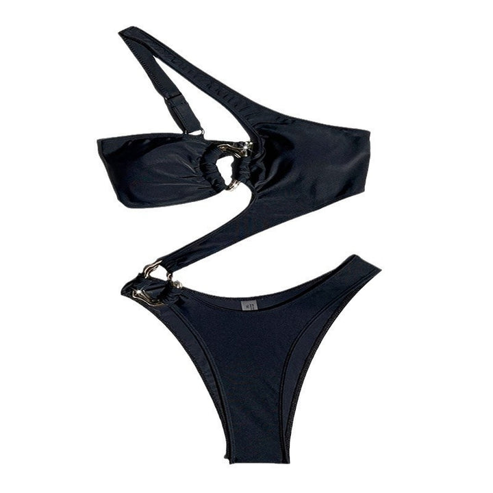 Damen asymmetrisches Bikini-Set mit raffinierten Schnallen Drune