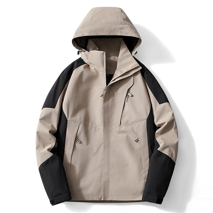 Herren Colorblock Softshell-Trekkerjacke mit Kapuze, verdeckten Reißverschlüssen und seitlichen Eingrifftaschen Drune