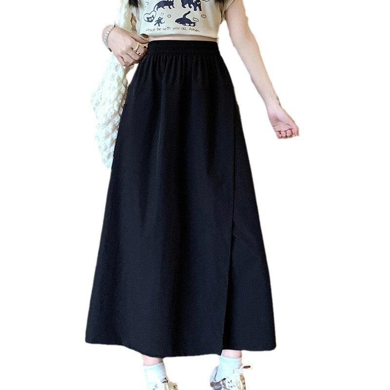 Damen Weit geschnittene Sommerrock mit hohe Taille und praktischen Taschen Drune