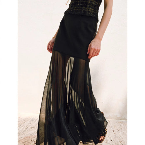 Damen Eleganter Midirock aus zartem Chiffon Drune