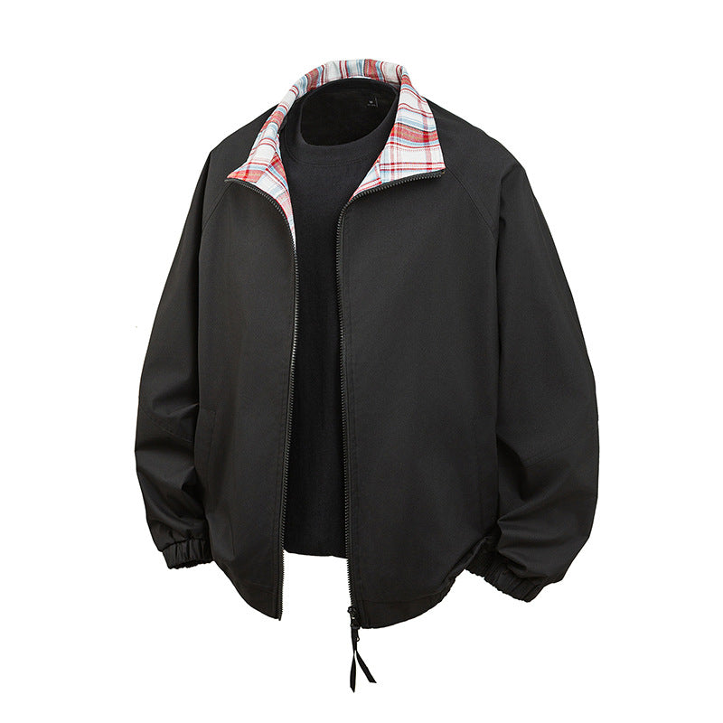 Damen Lässige Übergangsjacke mit kariertem Kragen Drune