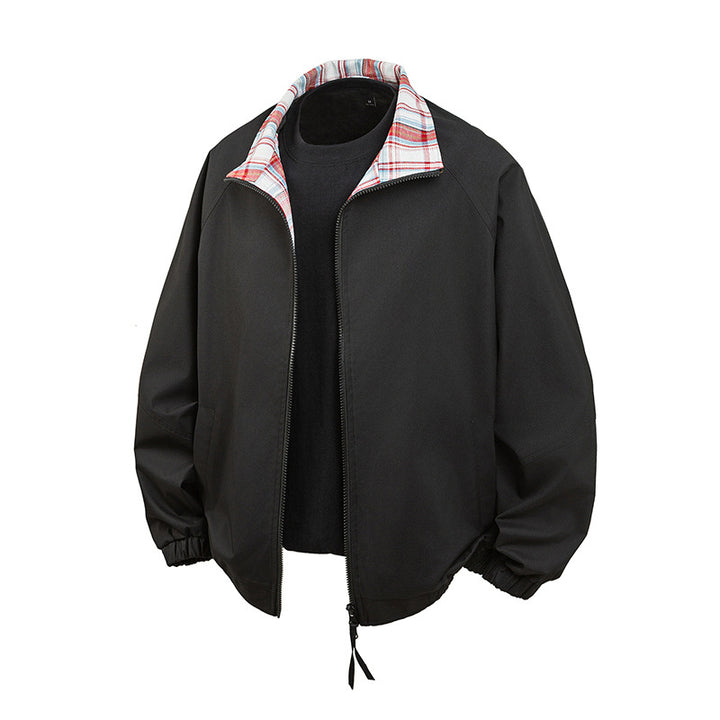 Damen Lässige Übergangsjacke mit kariertem Kragen Drune