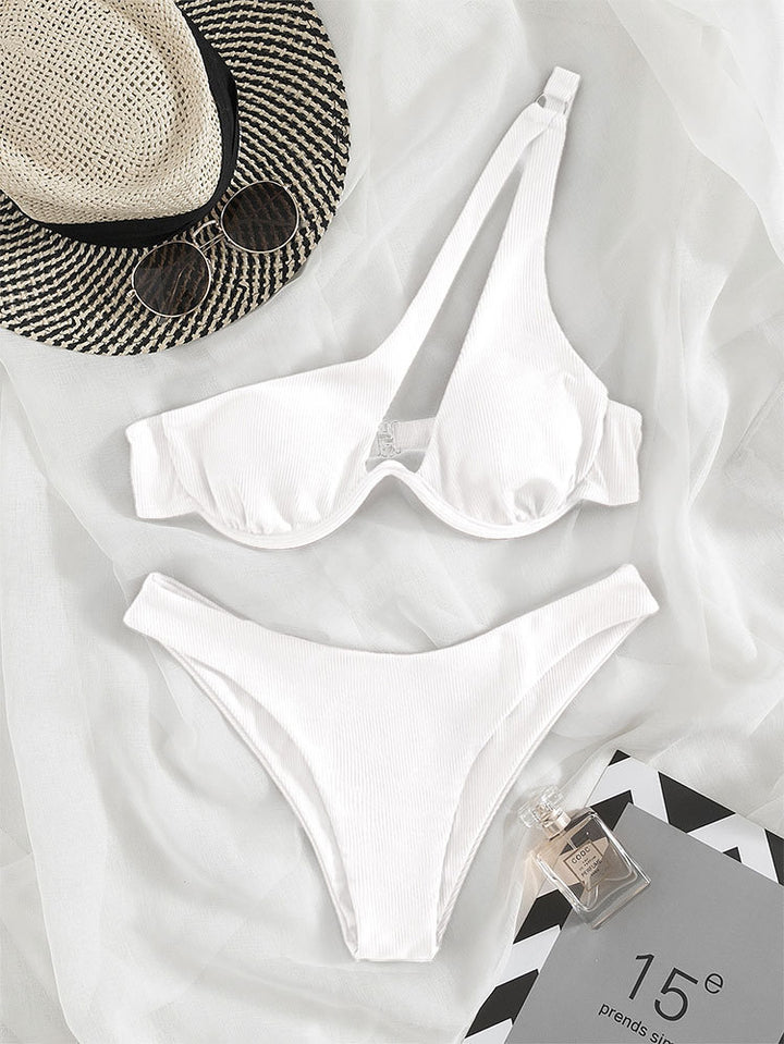 Damen Triangel-Bikini mit asymmetrischem Schnitt und strukturiertem Design Drune