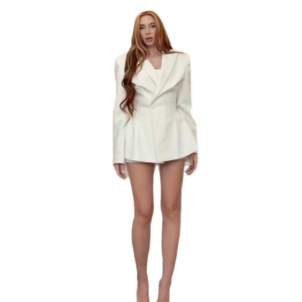 Damen tailliertes Blazer-Kleid mit skulpturaler Taille und ausgestelltem Saum Drune