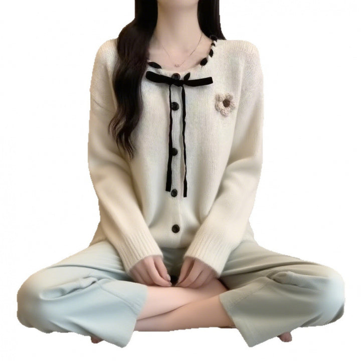 Damen Kuscheliger Cardigan mit modischem Kragen und Knopfdetails Drune