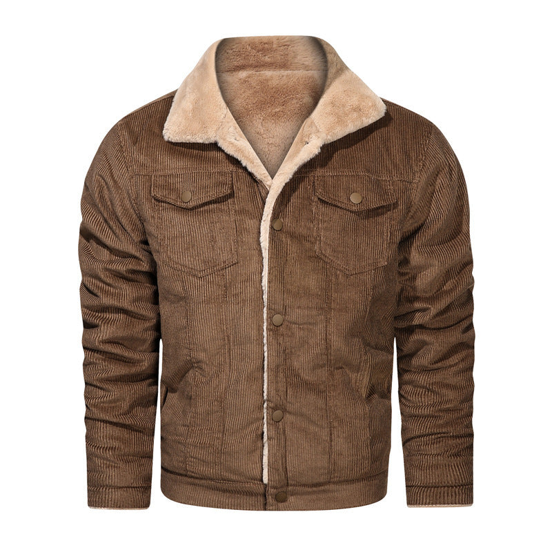 Herren Kord-Workerjacke mit Teddyfutter und Hemdkragen Drune