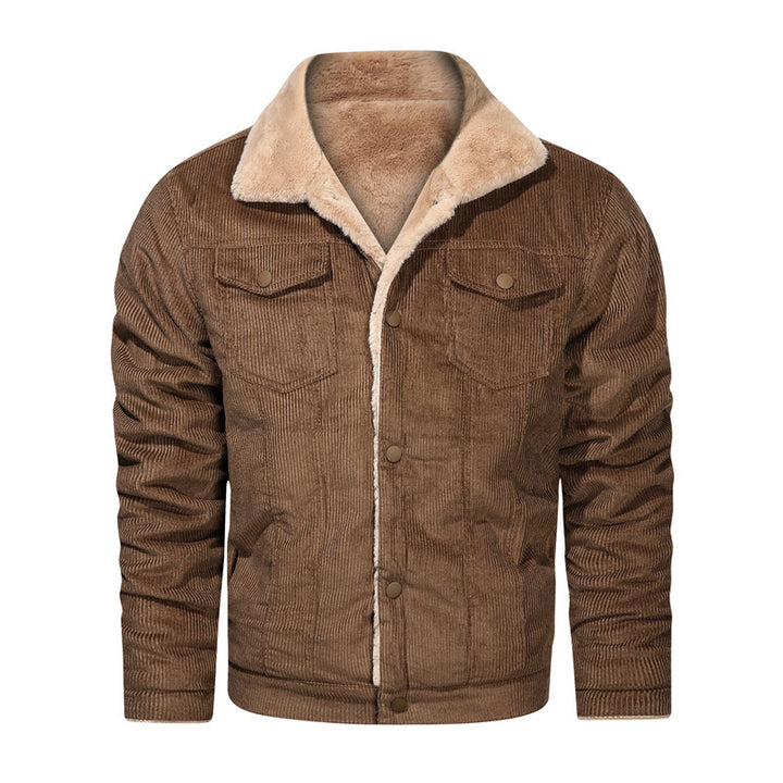 Herren Kord-Workerjacke mit Teddyfutter und Hemdkragen Drune