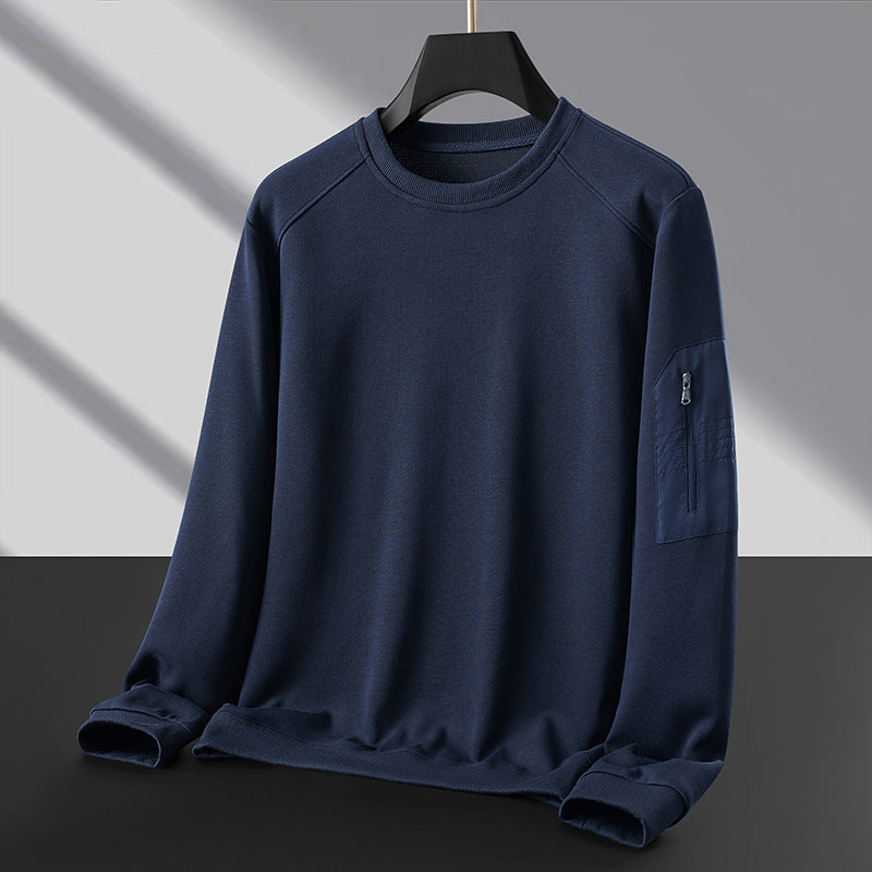 Herren Rundhals‑Sweatshirt mit Reißverschluss‑Ärmeltasche und funktionaler Jersey‑Qualität Drune