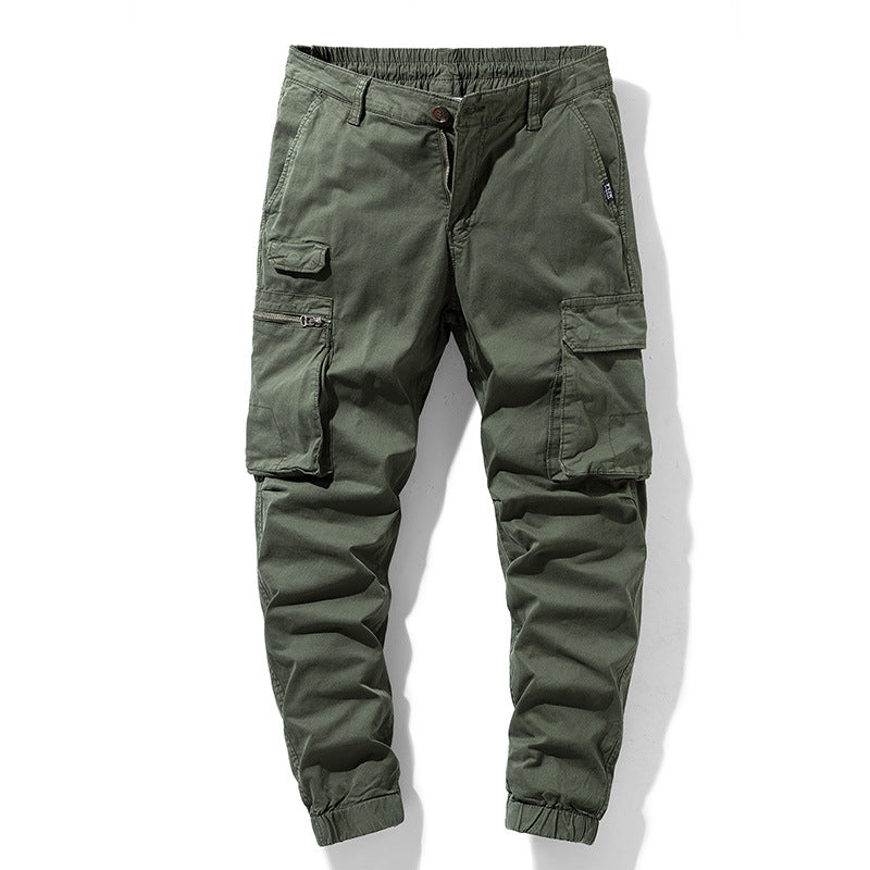 Herren Freizeits-Utility-Cargohose im Joggerstil mit teil-elastischem Bund und multifunktionalen Frontklappen Drune