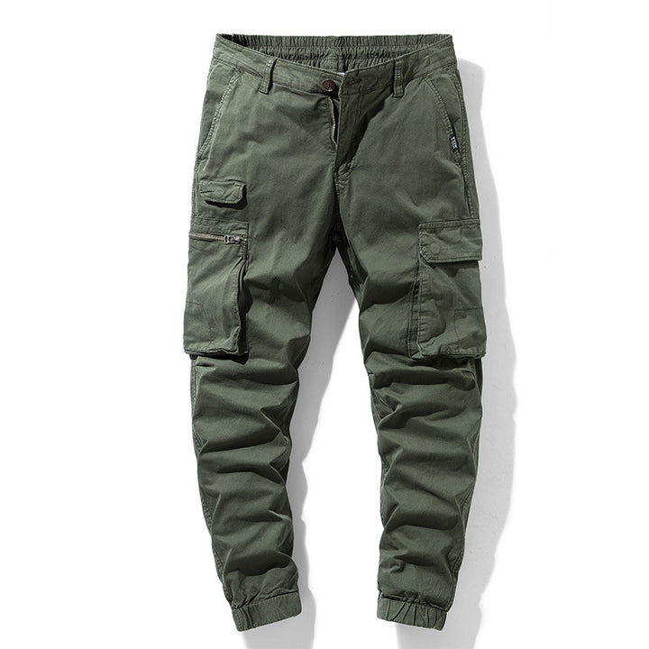 Herren Freizeits-Utility-Cargohose im Joggerstil mit teil-elastischem Bund und multifunktionalen Frontklappen Drune