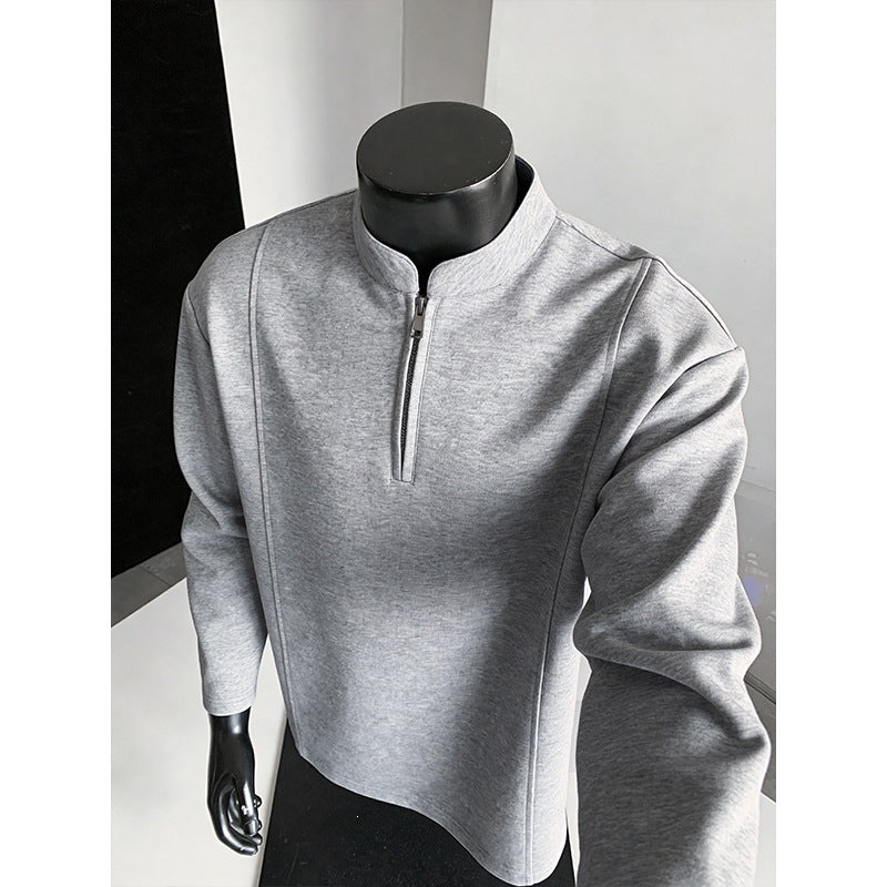 Herren Modernes Halbzip-Sweatshirt mit kurzem Reißverschluss und cleanem Minimaldesign Drune