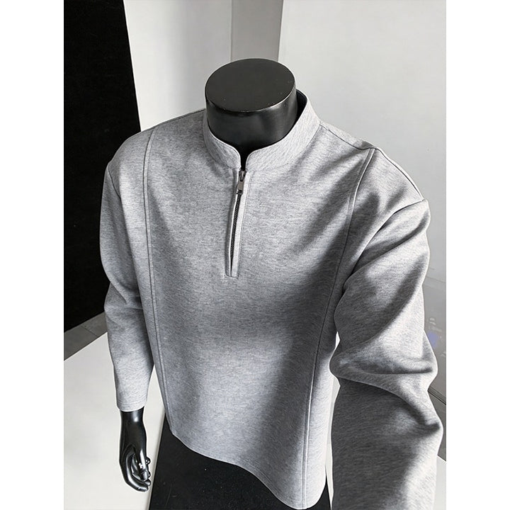 Herren Modernes Halbzip-Sweatshirt mit kurzem Reißverschluss und cleanem Minimaldesign Drune