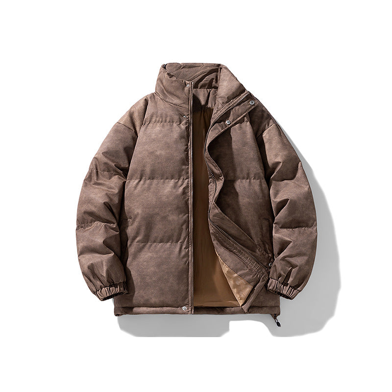 Herren Gepolsterte Steppjacke mit Samtoptik, Kastenform und hohem Stehkragen Drune