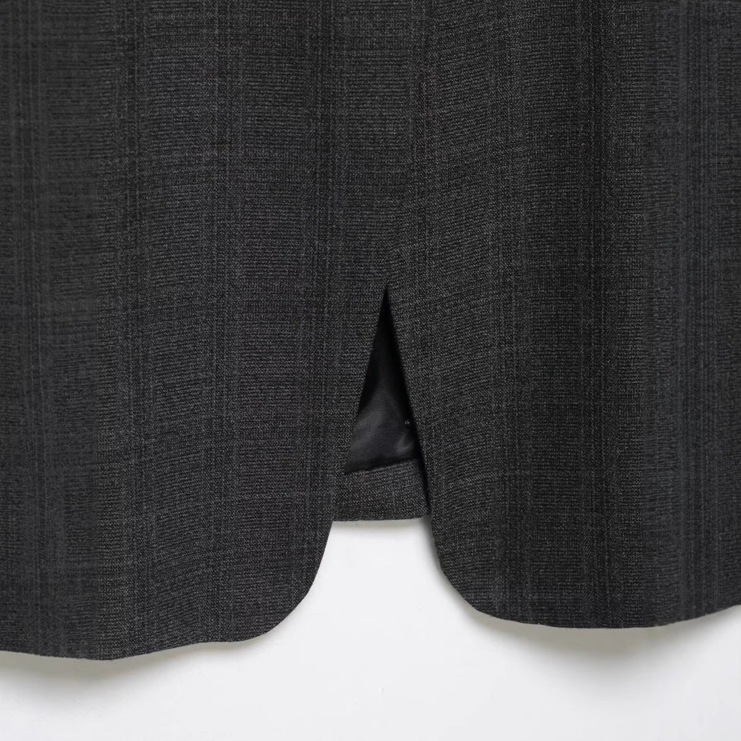 Damen Moderner schlanker Blazer mit asymmetrischer Knopfleiste und Stehkragen Drune