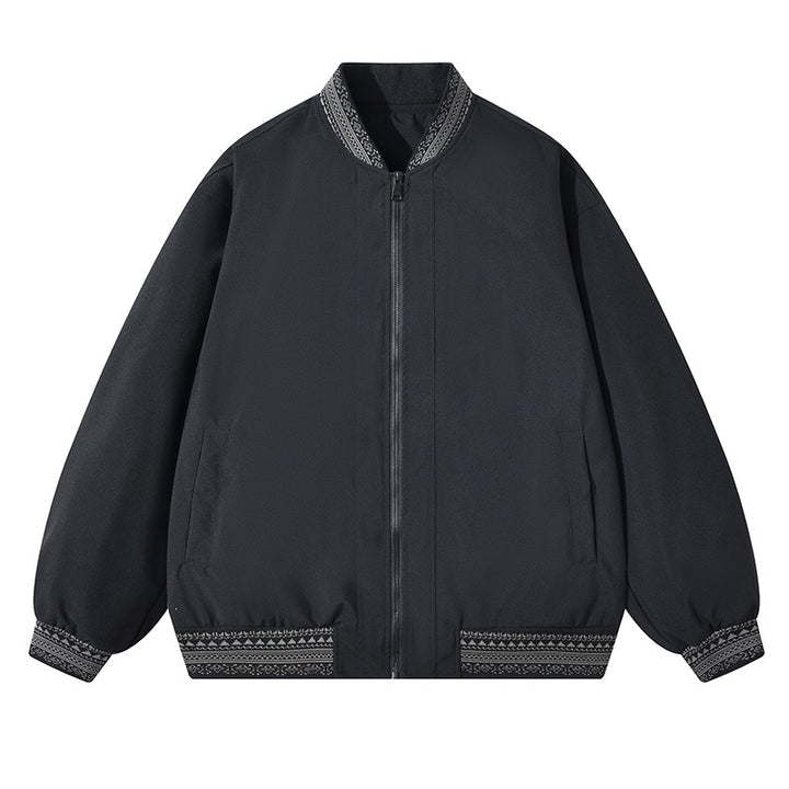 Damen Oversize Bomberjacke mit folklorischen Stickborden Drune