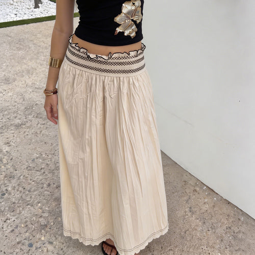 Damen Midirock mit Smokbund hoher Taille und ausgestellter A‑Linie Drune