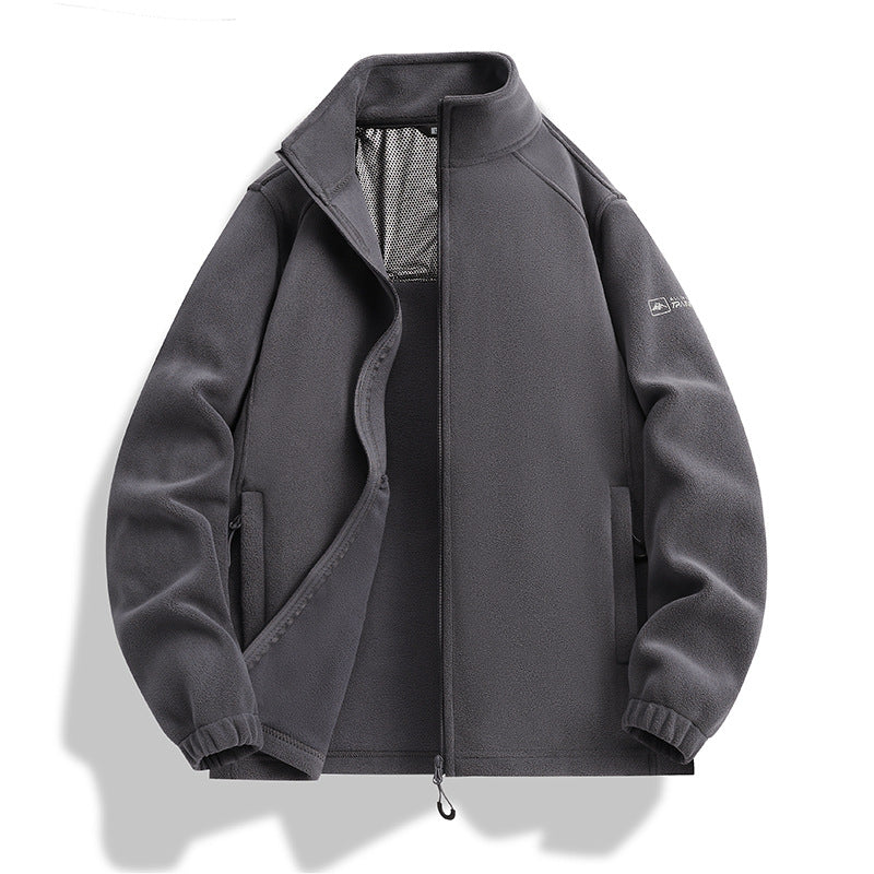 Herren Fleecejacke mit Stehkragen, Windabweisender Microfleece und Reißverschlusstaschen Drune