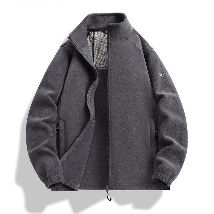 Herren Fleecejacke mit Stehkragen, Windabweisender Microfleece und Reißverschlusstaschen Drune