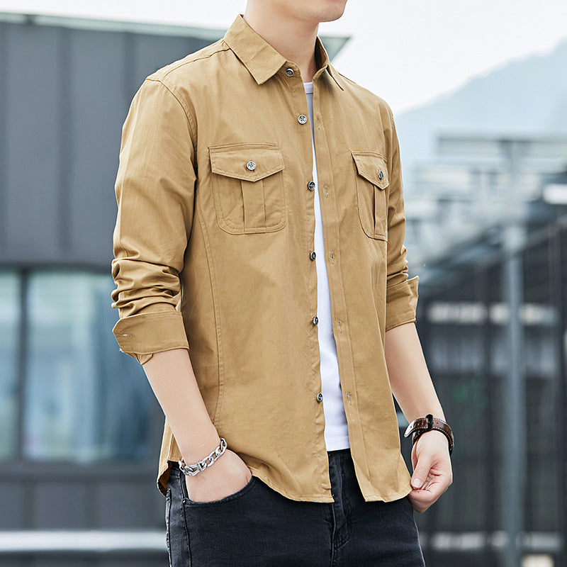 Herren Leichtes Military-inspiriertes Overshirt mit Epauletten und Brustpattentaschen Drune