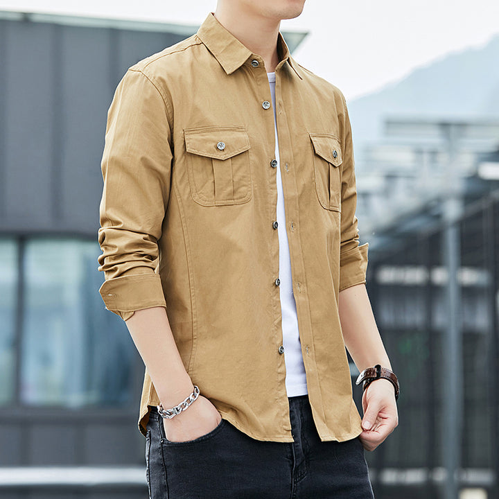 Herren Leichtes Military-inspiriertes Overshirt mit Epauletten und Brustpattentaschen Drune