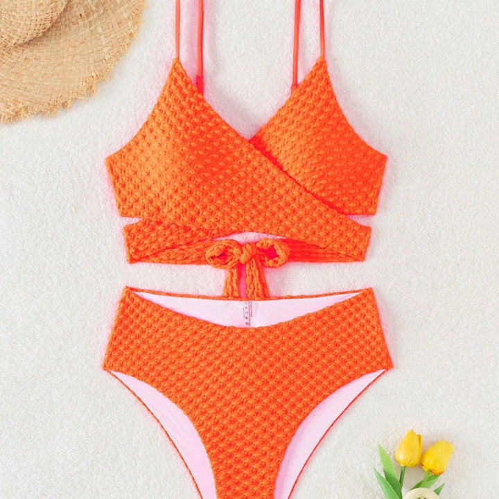 Damen Hochtaillierter Bikini mit modernem Wickeldesign Drune