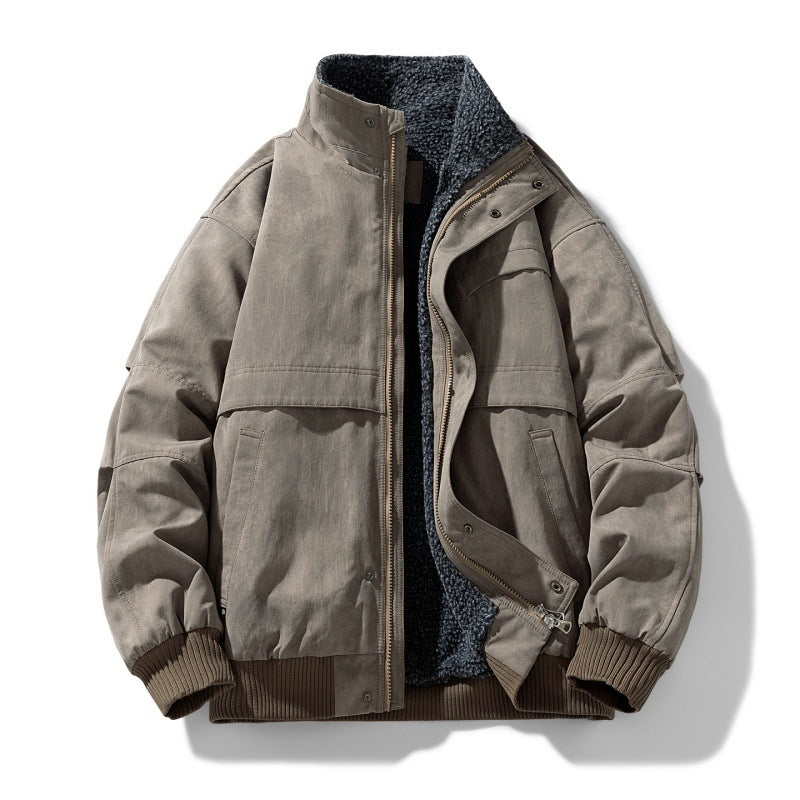 Herren gefütterte Winterjacke mit Teddyfutter, winddichter Außenhülle und bomber-inspirierter Passform Drune