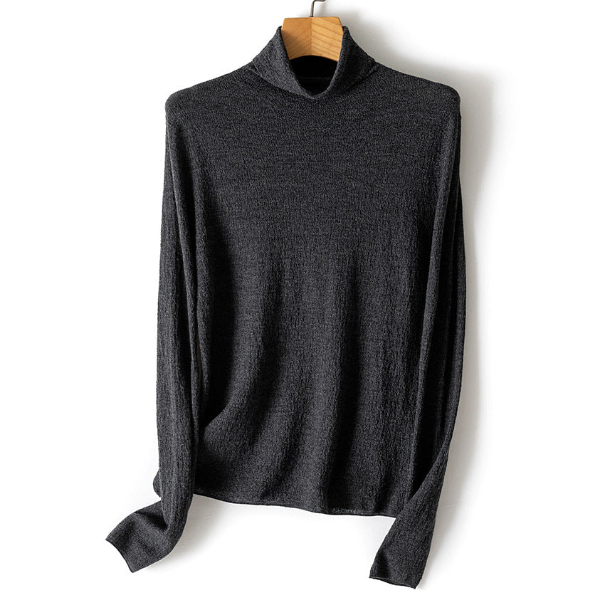 Damen Feiner Crinkle-Rollkragenpullover mit leichtem Fall Drune