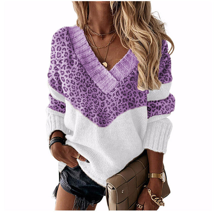 Damen nan V-Ausschnitt Strickpullover mit Chevron-Muster und Oversize-Schnitt Drune