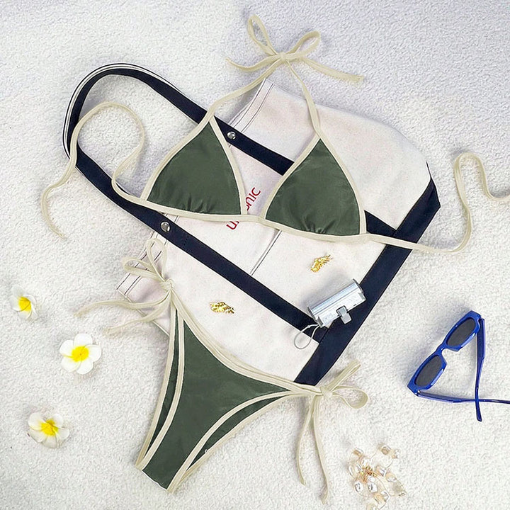 Damen Triangel-Bikini mit verspieltem Schnürdesign Drune