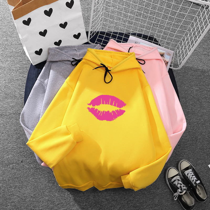 Damen Hoodie mit auffälligem Lippenmotiv Drune