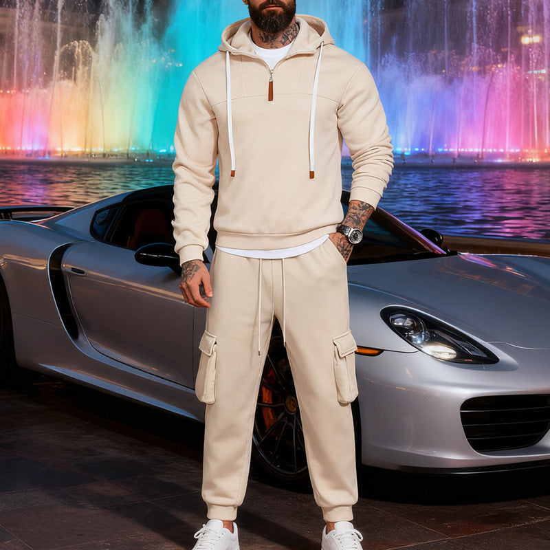Herren Cargo-Joggerhose mit multifunktionalen Klapptaschen elastischem Bund und gerippten Bündchen Drune