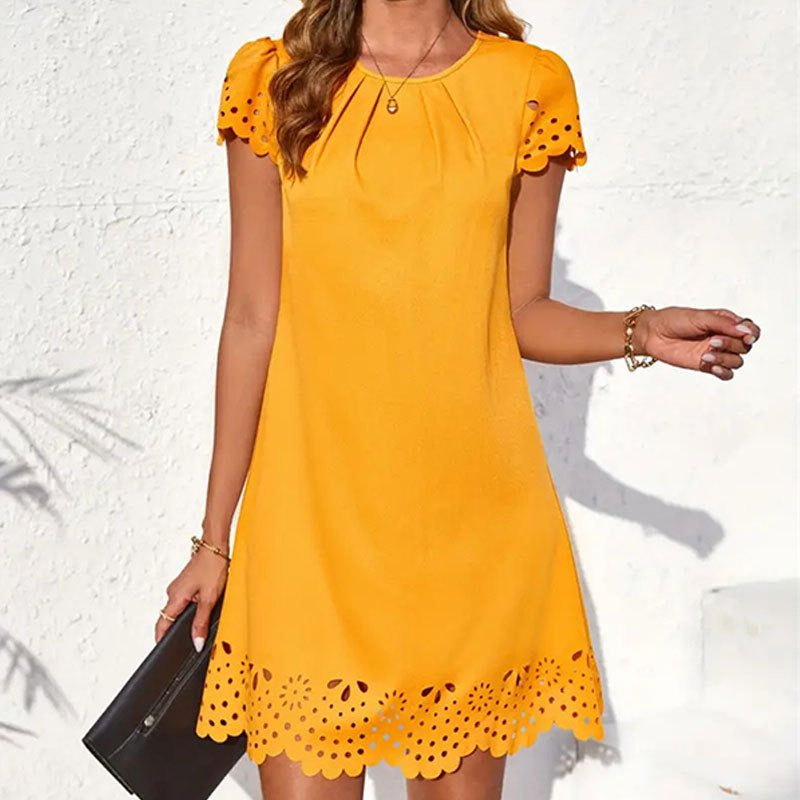 Damen Sommerkleid mit dekorativen Lochmuster Drune
