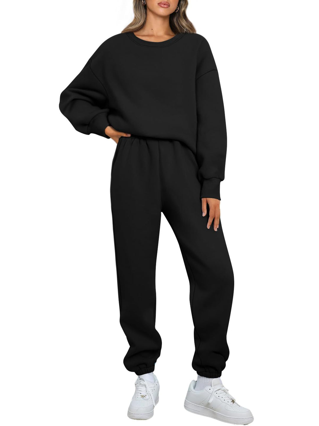 Damen nan gemütliches zweiteiliges Lounge-Set aus French-Terry mit Oversize-Sweatshirt und taillierter Jogginghose Drune