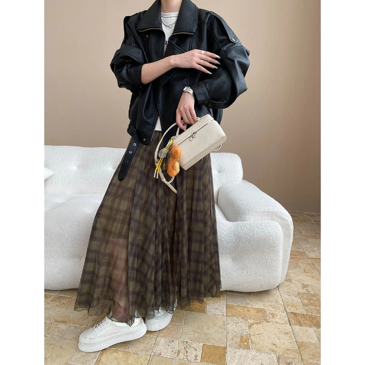 Damen lässige Kunstlederjacke im modernen Oversized-Stil mit dekorativen Knopfdetails Drune