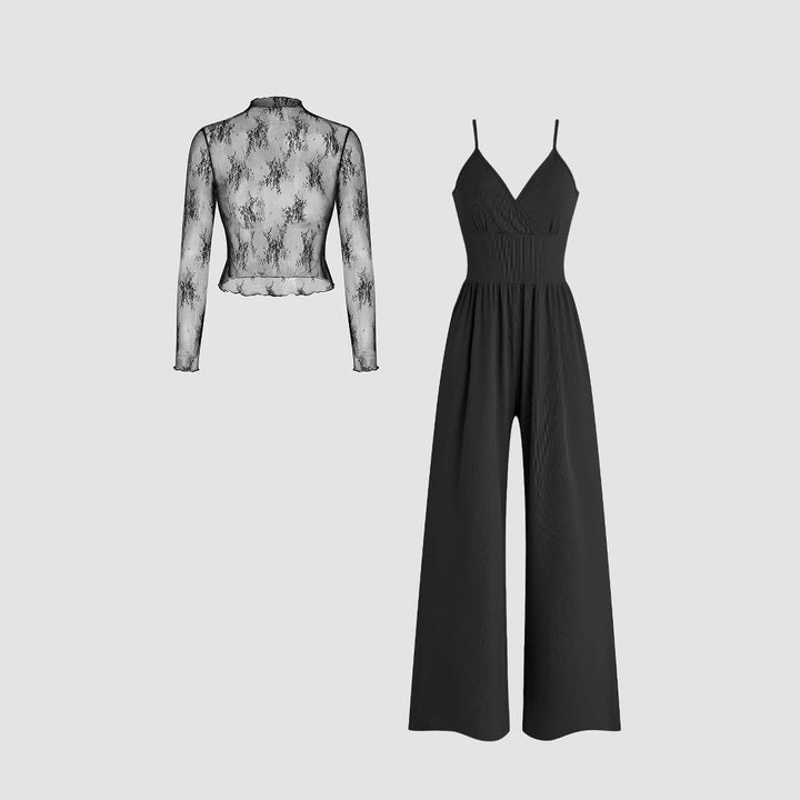 Damen elegantes und figurbetontes Jumpsuit-Set Drune