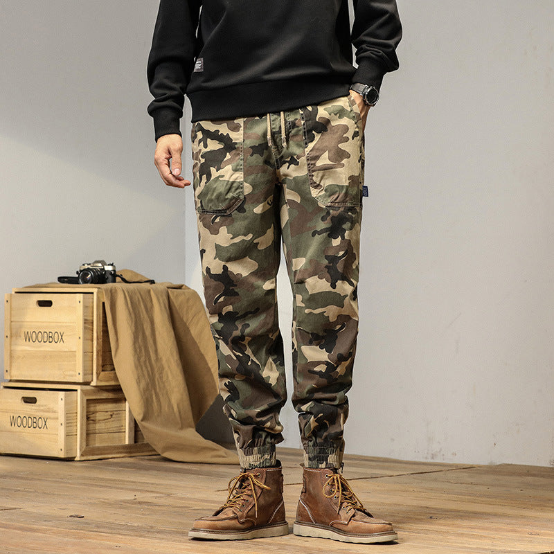 Herren Army‑Utility Cargo‑Jogger aus Baumwoll‑Twill mit aufgesetzten Klapptaschen und elastischen Bündchen Drune