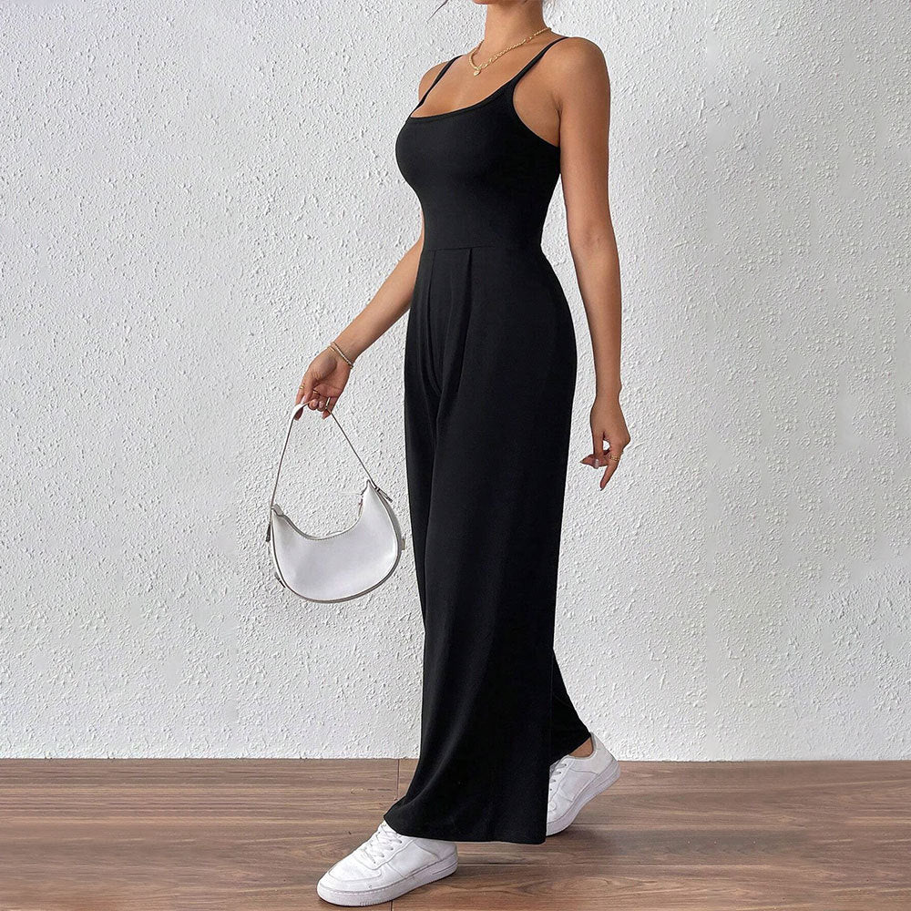 Damen legerer Jumpsuit mit schmalen Spaghetti-Trägern und fließendem Schnitt Drune