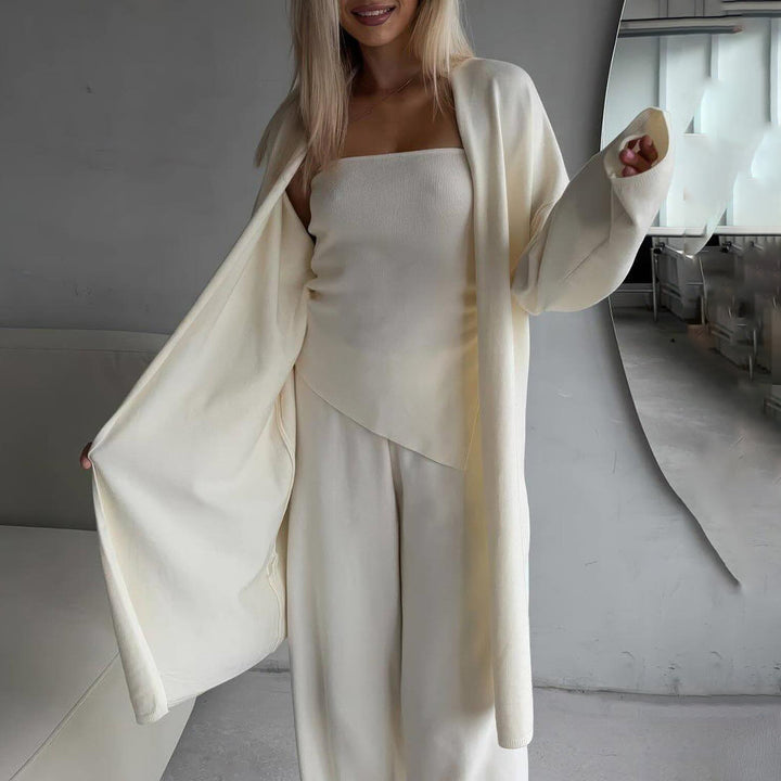 Damen Luxus Lounge-Set mit ärmellosem Top und weitem Cardigan Drune