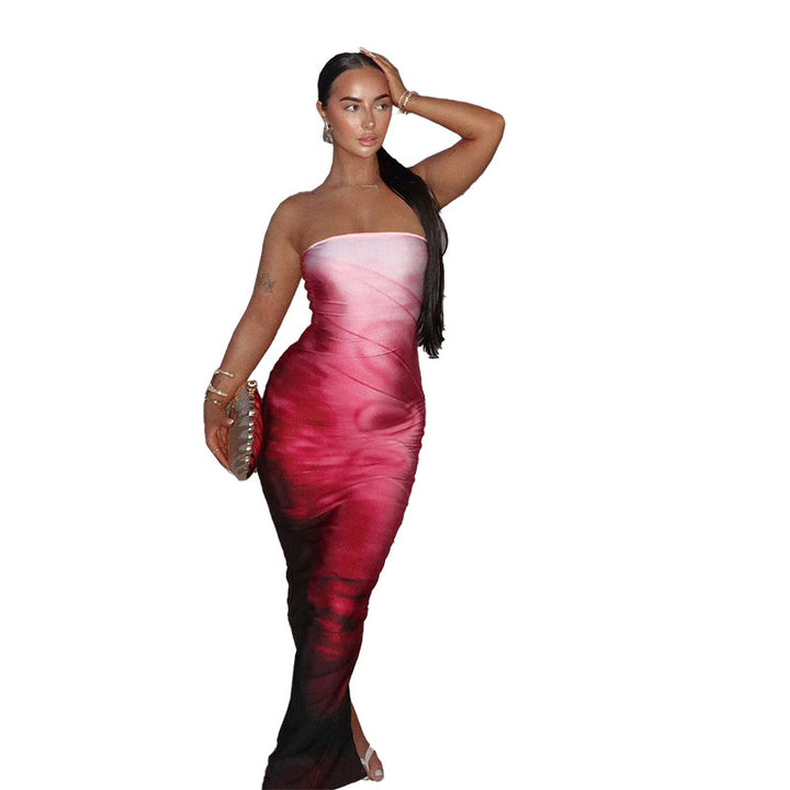Damen Bodycon Maxi-Kleid mit elegantem Farbverlauf Drune