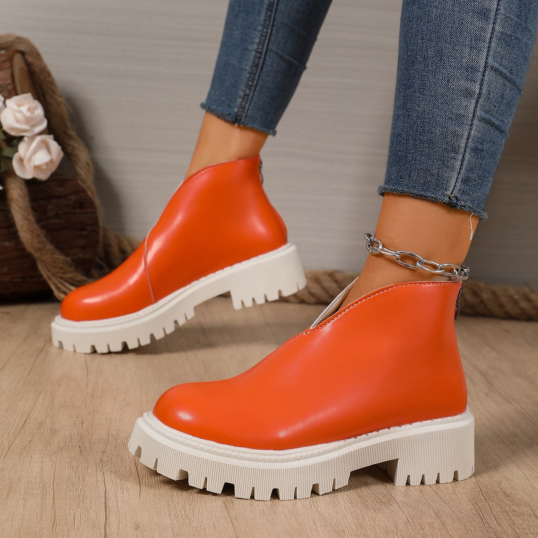 Damen Modische Chelsea-Boots mit trendigem Plateau und rutschfester Sohle Drune