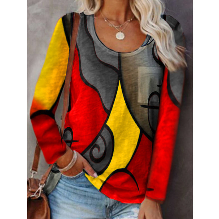Damen Langarmshirt mit abstraktem Farbstreifenprint und lockerem Schnitt Drune