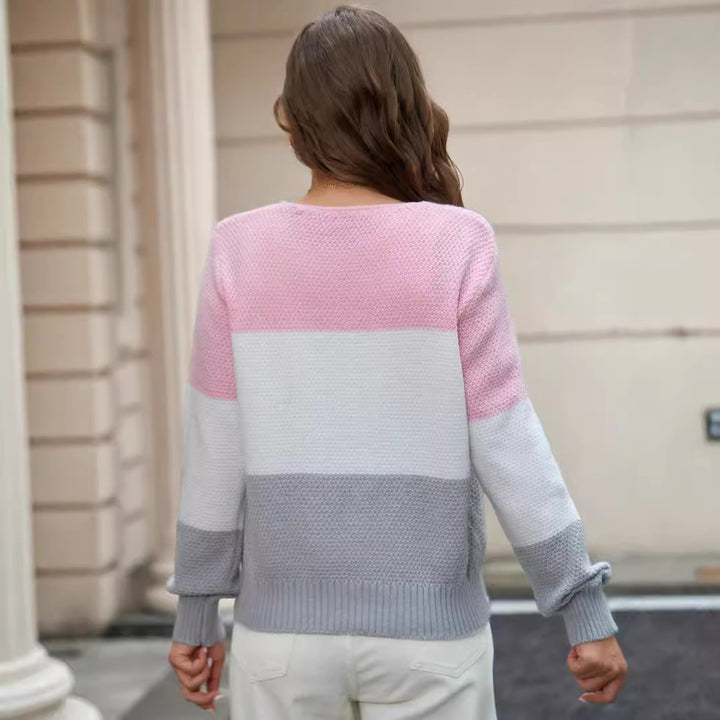 Damen modischer Strickpullover mit Knopfdetail und Farbverlauf Drune