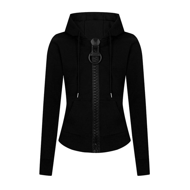 Damen Kapuzen-Sweatjacke mit markantem Zierreißverschluss und Kängurutasche Drune